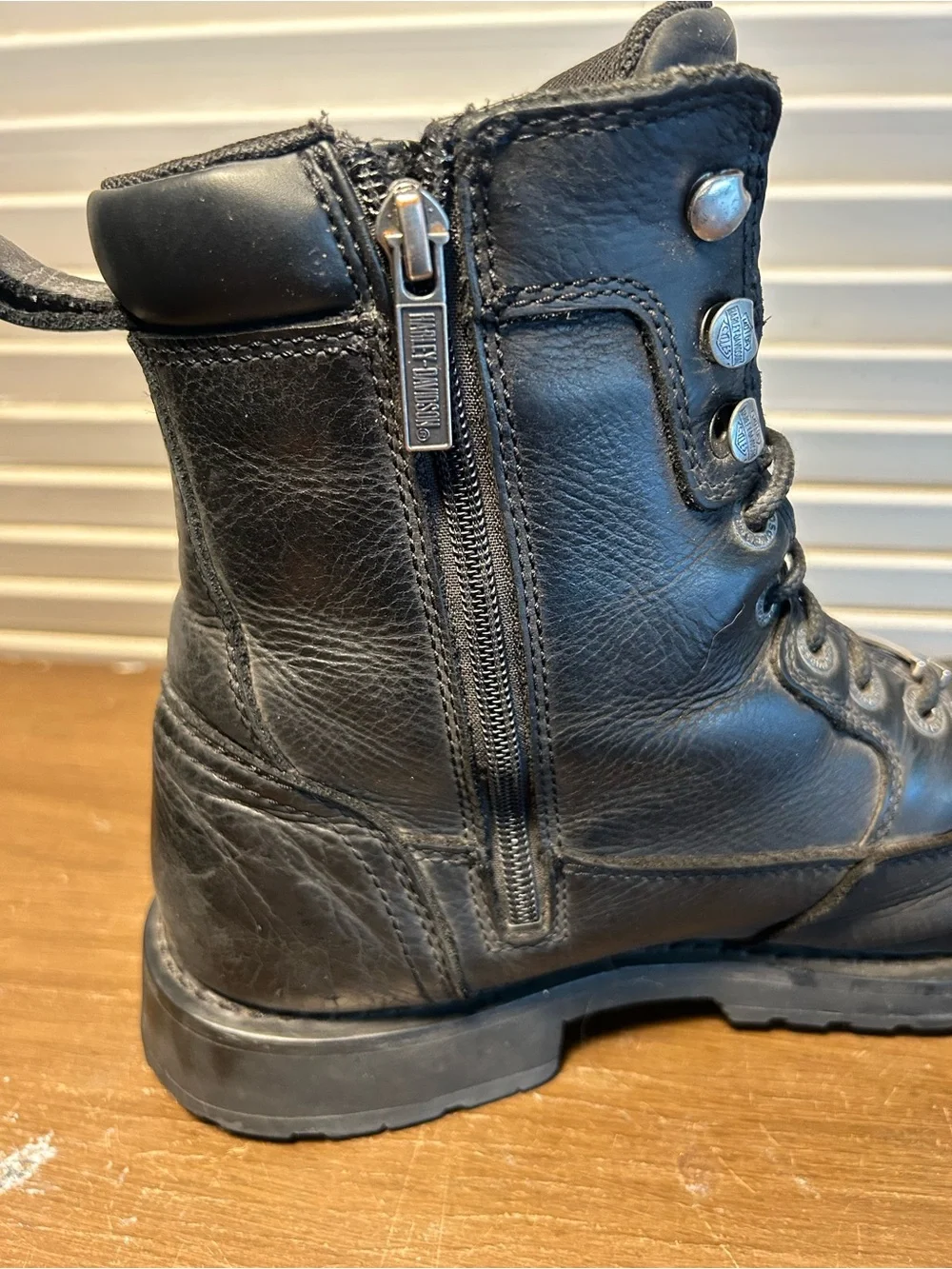 Harley Davidson Black Waterproof Motorcycle Boots Men’s 9.5 Lace up & Zipper
